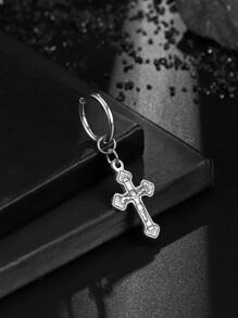 1 pièce Boucle d'oreille pendentif croix rétro en acier inoxydable pour homme