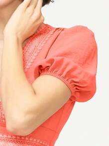 Europa e Stati Uniti retrò pizzo profondo scollo a V manica a palloncino vestito primavera ed estate nuovo vento festa spiaggia vestito Pasqua eleganti abiti da donna