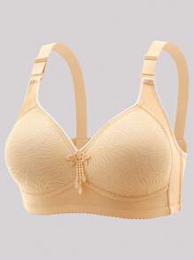 5 Peças Sutiã Feminino com Decoração de Laço de Renda, Sutiã com Sustentação e Push-Up Sem Arame, Lingerie Feminina