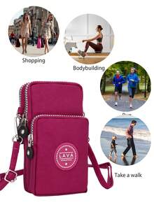 Women Cell Phone Purse Wristband Sport Armband Wallet Travel Mini Crossbody Purse Sling Bag Mini Wallet Over Shoulder Strap - 藏蓝色 - 查看 8