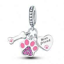 1 Pc Love Pendant 925 Sterling Silver Beads Charm Paw Pendant Fit Bracelet Necklace Women DIY Beads Fine Jewelry Family Gift - Silver - View 13