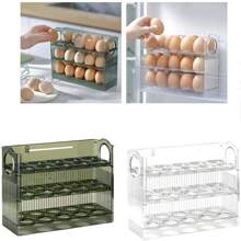 Caja de almacenamiento automática para huevos con giro - Montaje sencillo en el refrigerador, frescura superior, organizador ordenado para una solución de almacenamiento sin caos en la cocina
