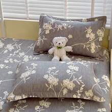 3pcs/Set Soft Skin-Friendly Printed Thickened Bedding Set, Modern Rectangular Stylish Minimalist Design Luxury Double Bed Sheet Cover With Pillowcase, Multi-Size Options Suitable For Bedroom Home All Seasons