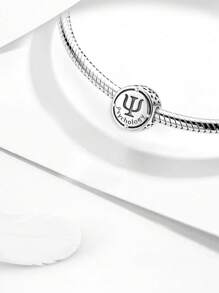 1Pc 925 Sterling Silver Hollow Letter DIY Bead For Ladies Jewelry Bangle Accessories Fine Jewelry Making