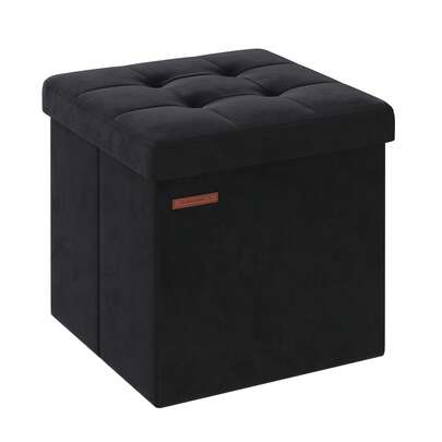 SONGMICS Storage Ottoman, Foldable Small Ottoman Foot Rest, 38 X 38 Cm Foot Stool, Ottoman With Storage, Load Up To 300 Kg, For Living Room, Bedroom,