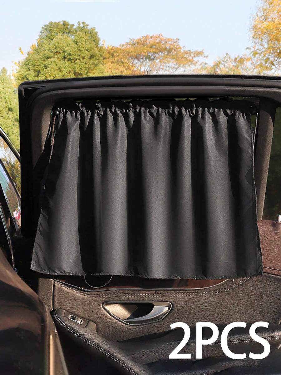 Black Non Transparent Car Privacy Curtain, With Suction Cup, No Punching, No Installation, Easy To Disassemble, Strong Suction Force,Polyester Fiber, Soft And Foldable, Easy To Store And Carry, Blackout And Sunshade Curtains,Privacy Travel Nap - Black - View 1