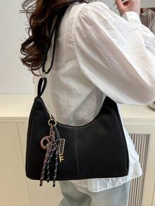 Fashionable Large Capacity Shoulder Tote Bag, Design For Women - Black - View 3