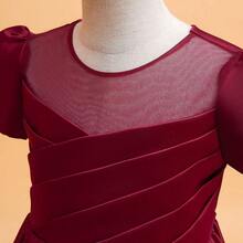 Tween Girls' Formal Linen Dress, Princess Formal Piano Recital Gown