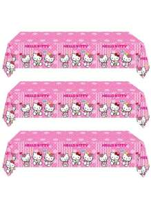 Sanrio Sanrio 1pc Disposable Cartoon Tablecloth, PVC Party Decoration Table Cover, Outdoor Picnic Dining Table Cloth