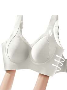 4 Stück/Set Damen Herbst Eleganz Verstellbarer Rückenhaken Raffung Nahtloser Drahtloser Komfortabler BH