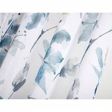 1 Piece Of Transparent Curtain With Watercolor Floral Pattern, Botanical Voile Curtain, Light-Filtering With Eyelet Hanging System, 140x280 Cm - Sky Blue - View 3