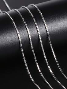 Collier chaîne en argent sterling 925, chaîne de type boîte, couleur platine, épaisseur 1,0 mm, longueur 40/45/50/55/60 cm, poids 2,4/2,6/2,8/3,0/3,2 g, convient aux femmes et aux hommes, cadeau de fête