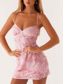 Mini Dresses For Women Sexy Halter Glitter Cami Short Dress Sparkly Party Club Cocktail Bodycon Outfits - 粉色 - 查看 3