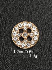 10pcs Shiny Metal Buttons 4 Hole Round Buttons Metal Buttons Inlaid With Artificial Rhinestones, Decorative Buttons For Crafts Arts & Crafts Supplies, Sewing Buttons For Clothing Sewing & Knitting Supplies - Multicolor - View 18