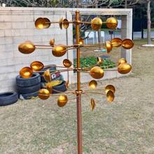 Large, Gold Outdoor Wind Spinner Outdoor Decor Metal Windmill With 360° Rotation, Kinetic Garden Spinner With Dual-Blade Design, Decorative Lawn Windmill Wind Sculpture And Spinner
