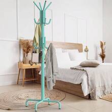 Jkm Simple Houseware Standing Coat And Hat Hanger Organizer Rack, 12 Hooks, Bronze - 藍色 - 查看 4