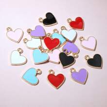 10pcs 13x11.5mm Enamel Small Cute Heart Charms Pendant DIY Jewelry Making Accessories Findings For Bracelet Earrings Keychains