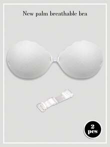 1 件女士透气胸罩 + 免费 1 件防滑透明肩带小胸加厚掌心杯前推式粘合胸罩