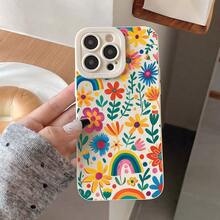 Flower Spring Flowers Rainbow Pattern Colorful Charm All-Inclusive Shockproof Phone Case, TPU Mobile Phone Protective Cover, Compatible With IPhone 16/15/14/13/12/11 Pro Plus Pro Max - Multicolor - View 3