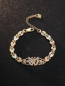 1 pieza Pulsera de encanto de mariposa apilable delicada de oro laminado tricolor, adecuada para uso romántico diario y vacaciones - Pulsera de mariposa - Ver 3