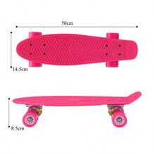 Skateboard Teenage Street Plastic Fish, Skateboard Banana de înaltă rezistență, unisex, cu 4 roți, cu lumini colorate