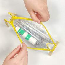 1个彩色透明收纳袋，简约大容量铅笔盒，高端桌面收纳铅笔盒，透明设计方便快速找到所需工具，返校季，学习用品，铅笔袋，书包，文具 - 彩色 - 查看 4