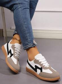 Women's Spring/Fall Casual Sneakers, Retro Style Thick Sole Lace-Up Platform Shoes