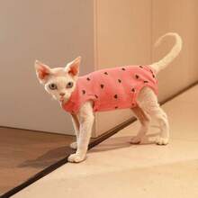 Solid Color Pet Clothes, Elastic 4-Leg Wear For Sphynx & Devon Rex Hairless Cats, Pet Cat Apparel - Pink - View 6