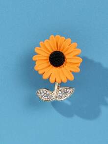 1 件优雅的太阳花胸针，迷人的金属向日葵翻领别针，适合西装外套、毛衣、时尚配饰连衣裙配饰别针用于衣服包包饰品学校办公室配饰衬衫夹克珠宝万圣节衣服别针有趣可爱的教师礼物圣诞节 - 黃色 - 查看 3