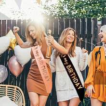 1Pc,'It's My Birthday' Sash Ribbon For Women And Men,It's My Birthday Sash Hot Pink White Rose Gold Black With Iridescent Foil Sash For 16th 18th 21st 30th 40th 50th 60th 70th 80th 90th Birthday Sash Gift Or Any Bday Party Birthday Party, For Any Age - Multicolor - View 3