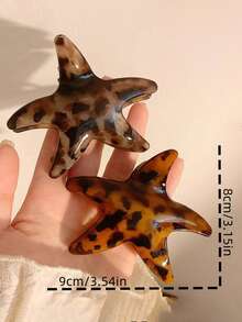 1 件夏季海星和豹纹发夹，优雅海滩度假发饰，女士发爪夹，发夹发夹发夹 - 豹紋色 - 查看 2