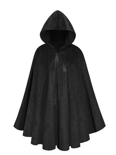 Plus Size Women's Halloween Witch Cloak Little Red Riding Hood Cosplay Cape, Carnival Party Christmas Holiday Cloak Black