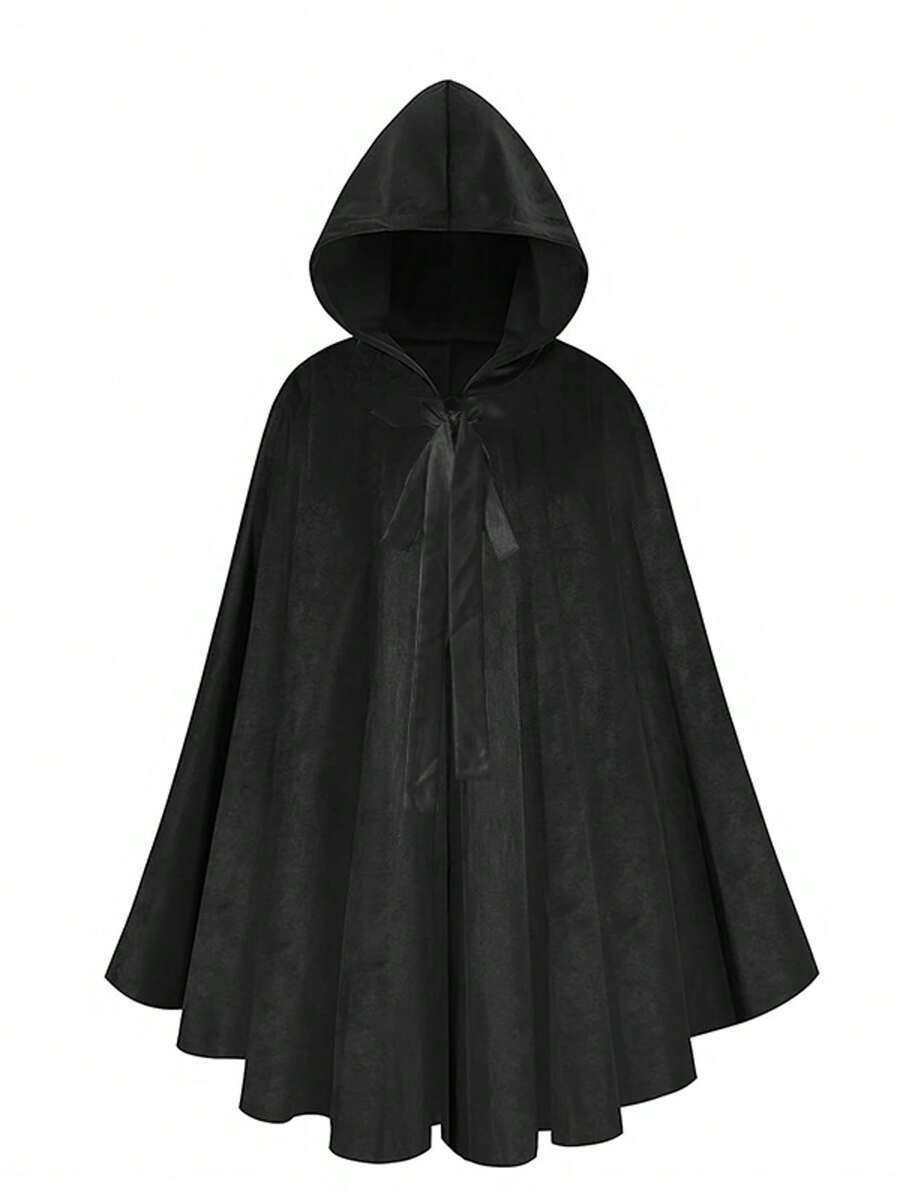 Áo choàng phù thủy Halloween cỡ lớn dành cho nữ, áo choàng hóa trang Cô bé quàng khăn đỏ, áo choàng dự tiệc lễ hội, Giáng sinh, màu đen. - màu đen - Xem 1
