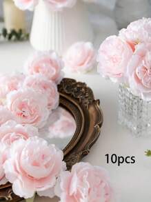 10pcs Artificial Peony Flowers For Weddings And Engagements - Plastic Peony Flower Heads For Home Decor, Centerpieces, Suitable For Christmas, Thanksgiving, Graduation Decoration