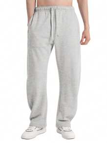 FAIABLE Pantalones de chándal de forro polar para hombre Faiable - Joggers de pierna ancha ultra suaves con bolsillos, cordón y ajuste relajado