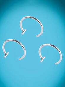 3pcs Nose Ring Stainless Steel Piercing Piercing Piercing Nail Nose Ring Three Color T Line Three Pieces Round Lip Stud - The Perfect Gift - Multicolor - View 6