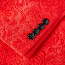 Men's 2 Piece Slim Fit Floral Tuxedo Suit Paisley Peak Lapel One Button Single Breasted Suit Jacket Pants Set - Đỏ - Xem 8