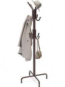 Jkm Simple Houseware Standing Coat And Hat Hanger Organizer Rack, 12 Hooks, Bronze - 棕色 - 查看 7