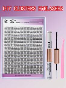 DIY Eyelash Extension Kit 168pcs Individual Lashes Cluster D Curl, 9-1mm Mix Lash Clusters With Lash Bond And Seal And Lash Applicator Tool For Self Application At Home