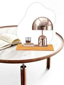 1pc Asymmetrical Mirror Makeup Mirror, Minimalist Desktop Freestanding Wooden Base Mirror, Photographic Prop