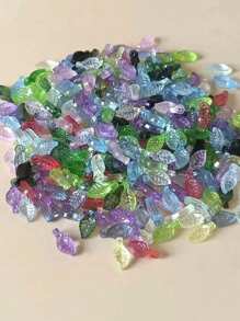 200 peças Mini contas verdes transparentes com furo de folha pequena para brincos, acessórios de jóias de colar DIY