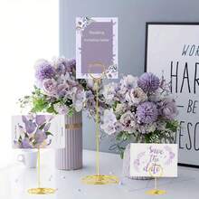 10 个金色圆形标签照片夹，金色金属贺卡夹 - 适用于酒店、婚礼、生日派对、桌面装饰和珠宝展示的名片夹，具有优雅的设计和桌号功能