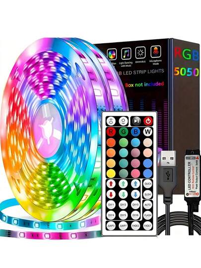 Taśma świetlna LED 1 szt., 65 stóp, z pilotem i zasilaczem 5 V, 3-65 stóp, miękka, łatwa w montażu, wielokolorowa, jasna, do samodzielnego montażu, zasilana przez USB, nowoczesny, prosty styl, możliwość cięcia, elastyczna w użyciu, regulowana prędkość migotania kolorów, pilot zdalnego sterowania, nadaje się do dekoracji pokoju, dekoracji wnętrz, dekoracji ściennych, dekoracji biurowych, artykułów imprezowych, urodzinowych, lampek choinkowych, nadaje się na Boże Narodzenie i Święto Dziękczynienia