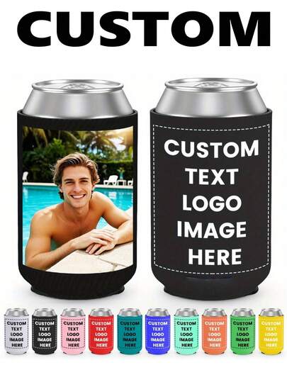 1/3/10 st. anpassade burkkylare, isolerade neoprenflaskhållare med personlig fototext, logotyp, bulk för män, sommarsemester, svensexapresenter, bröllopsfesttillbehör, multifunktionella, dekorativa, återanvändbara, utsökta, snygga, högkvalitativa, färgglada, moderna, anpassade, personliga, unika, perfekta presenter till honom, perfekta presenter till henne, anpassade vattenflask- och muggtillbehör