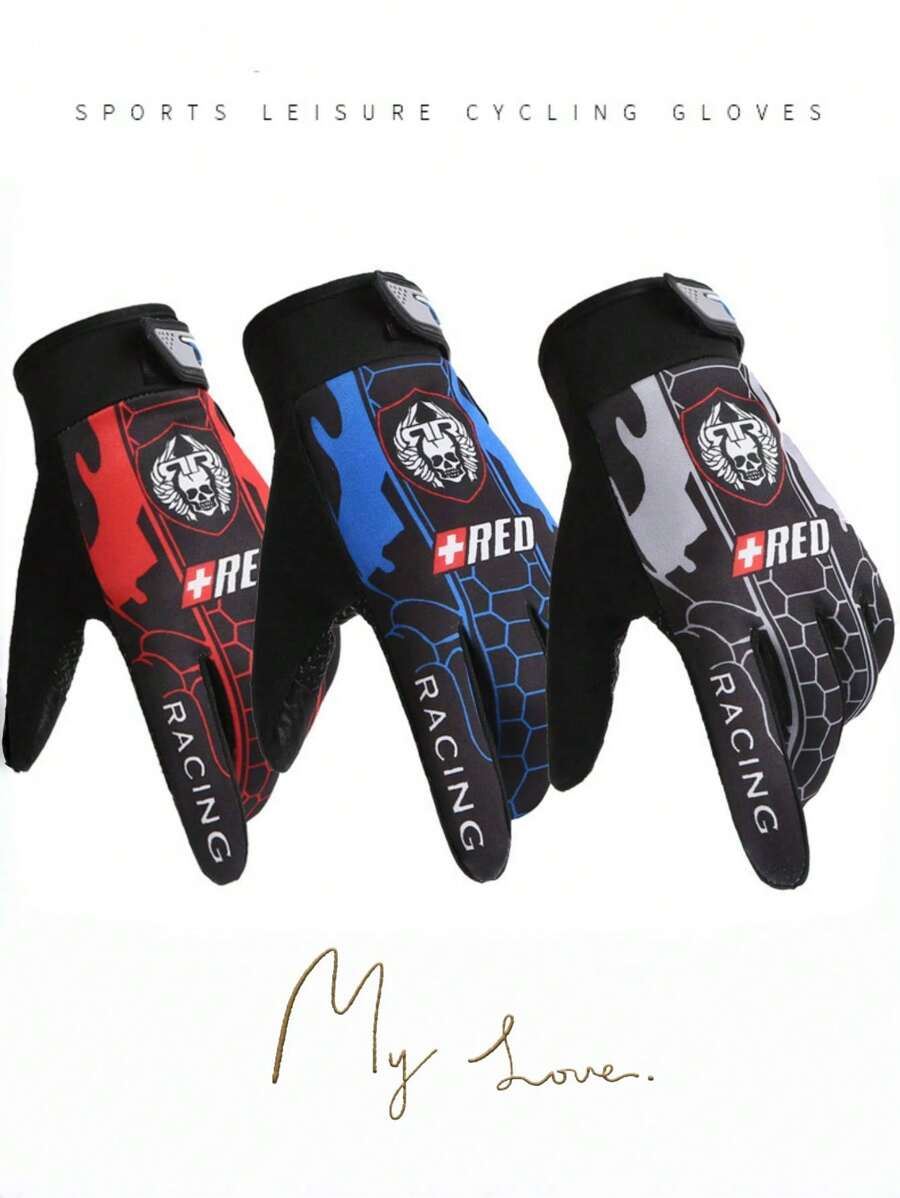 1 Pair Men's Thin Summer Cycling Gloves, Students/Motorcycle/Scooter, Breathable, Wrist Adjustable,Touchscreen, Anti-Slip, Wear-Resistant