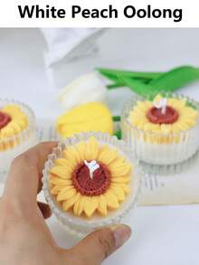 1 件手工制作的向日葵香味大豆蜡烛，香薰蜡烛杯家居装饰