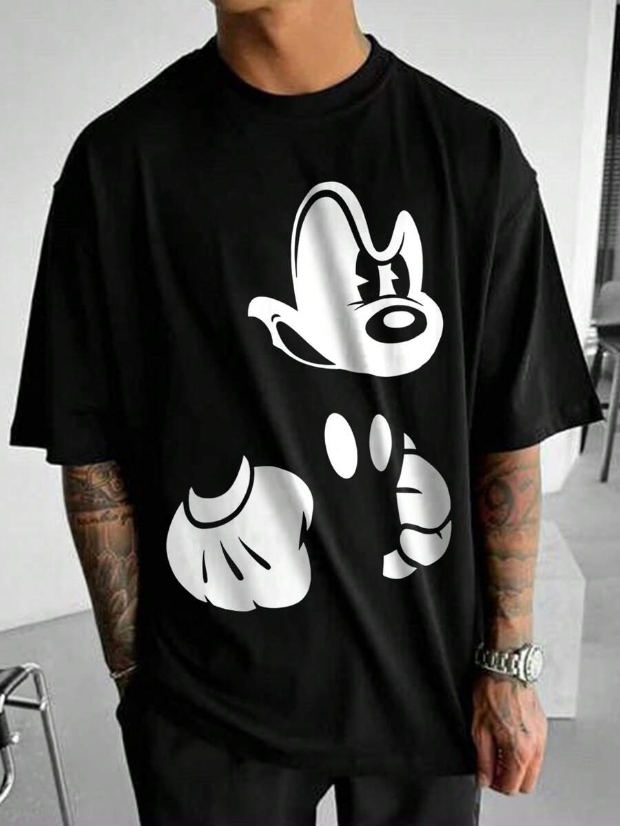 Maglietta a maniche corte con stampa cartoni animati, abbigliamento casual estivo da uomo