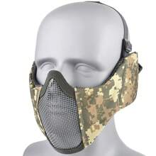 1 Peça Máscara Tática de Meia Face com Tela, Máscara de Combate Airsoft, Faixa de Cabeça Ajustável, Material de Fibra de Poliéster Durável, Para Treinamento e Jogos