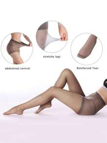 3 Pairs Women's Thin Solid Color Leggings Pantyhose For Daily Wear