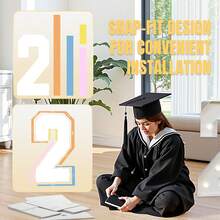 Decoración de graduación 2025 - Kit de arco con números 2025 de 2 pies de largo precortado - Cartel de tablero de espuma de collage - Decoración para la fiesta de reunión de la clase 2025 y el baile de graduación - Blanco - Ver 6